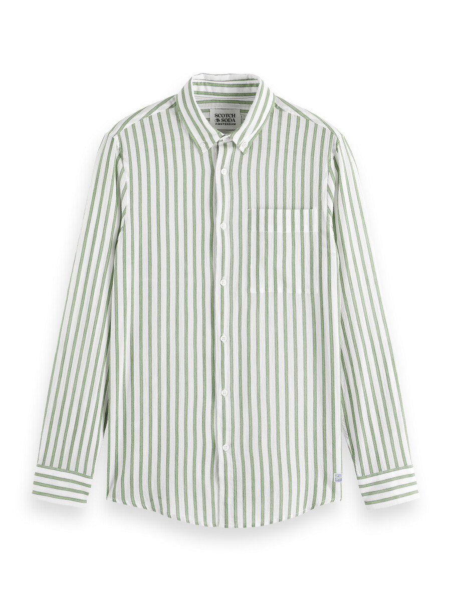camicia a righe stropicciate dalla vestibilità regolare