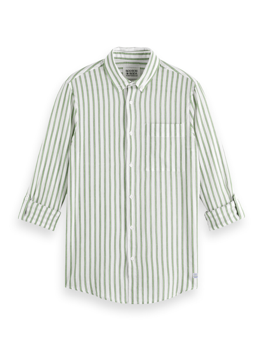 camicia a righe stropicciate dalla vestibilità regolare