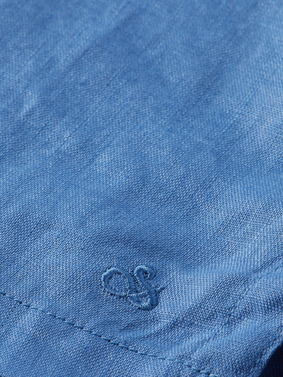 camicia in lino a maniche corte vestibilità regolare