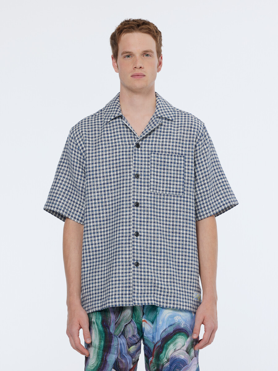 camicia a maniche corte in jacquard dal taglio rilassato