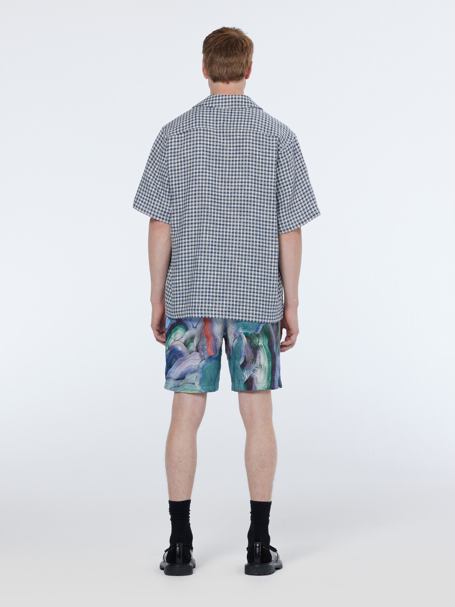 camicia a maniche corte in jacquard dal taglio rilassato
