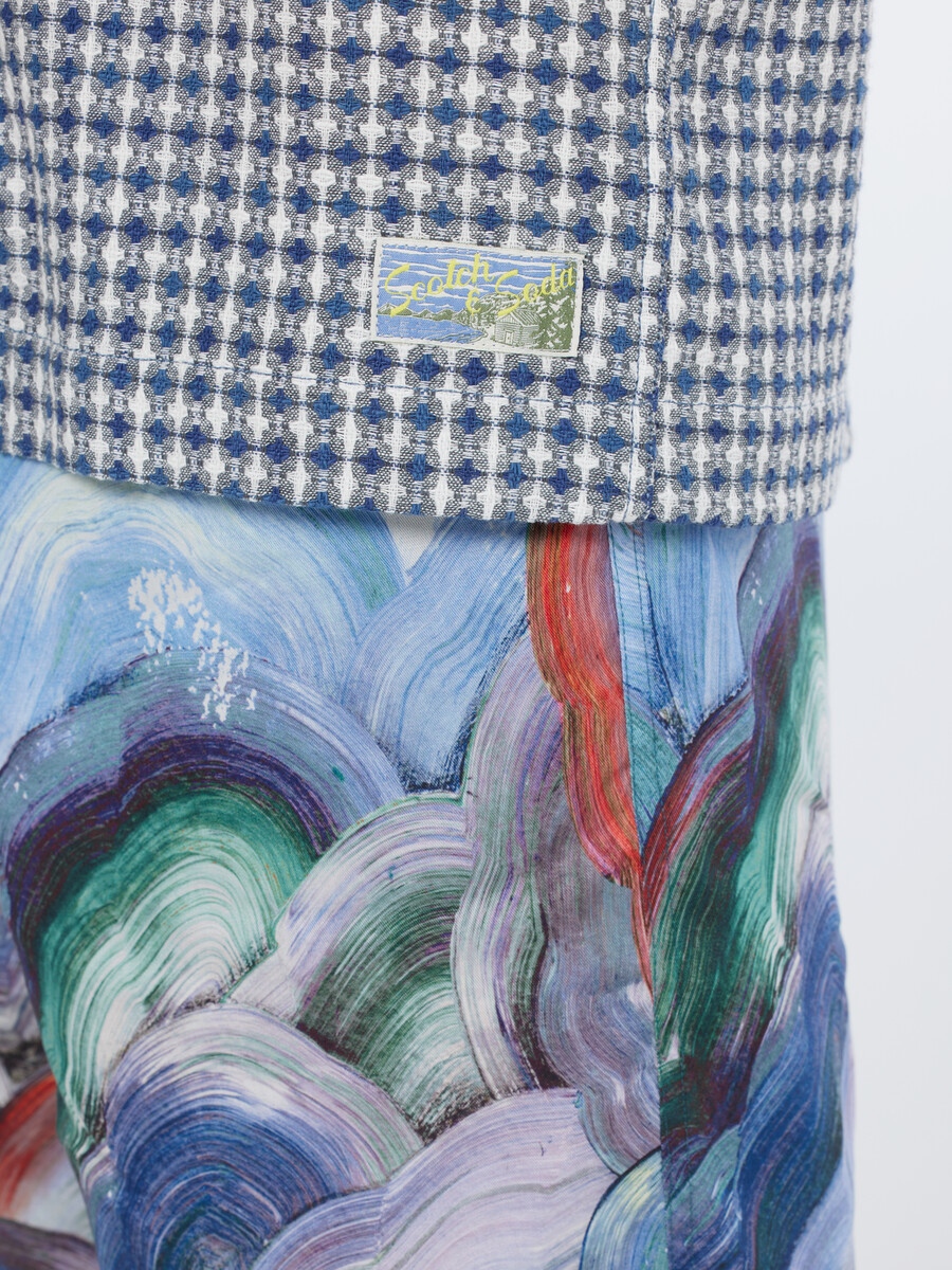 camicia a maniche corte in jacquard dal taglio rilassato