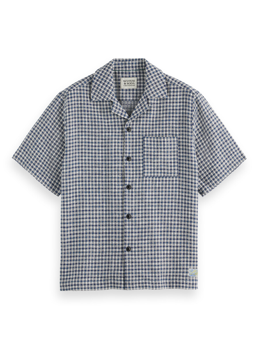 camicia a maniche corte in jacquard dal taglio rilassato