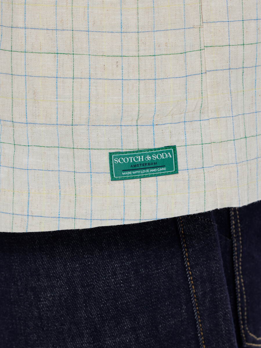 camicia a quadri tinta in filo dal taglio rilassato