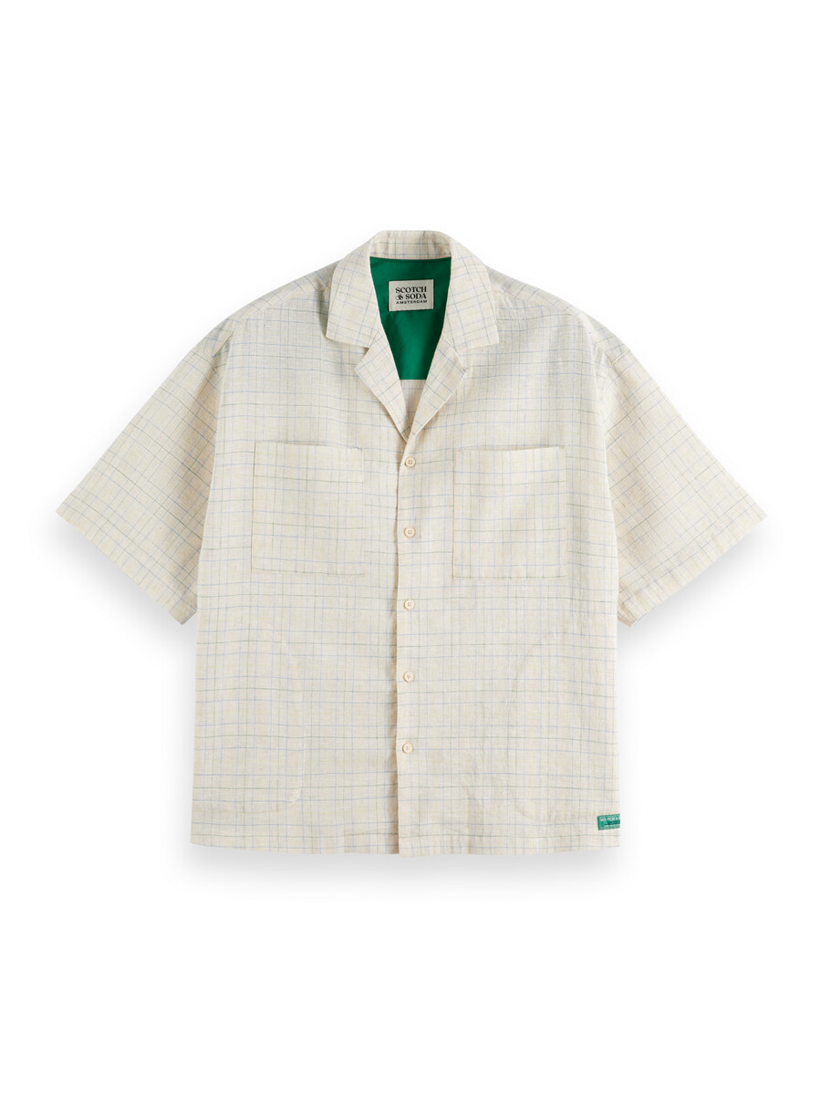camicia a quadri tinta in filo dal taglio rilassato