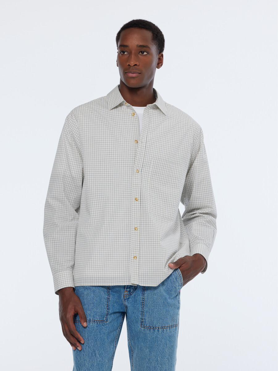 camicia a quadri microtinto in filo dalla vestibilità rilassata