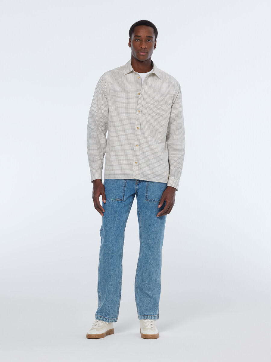 camicia a quadri microtinto in filo dalla vestibilità rilassata