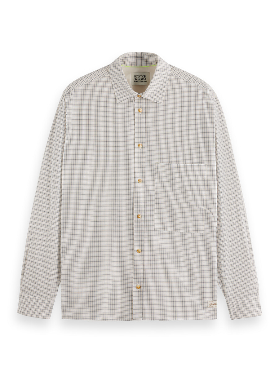 camicia a quadri microtinto in filo dalla vestibilità rilassata