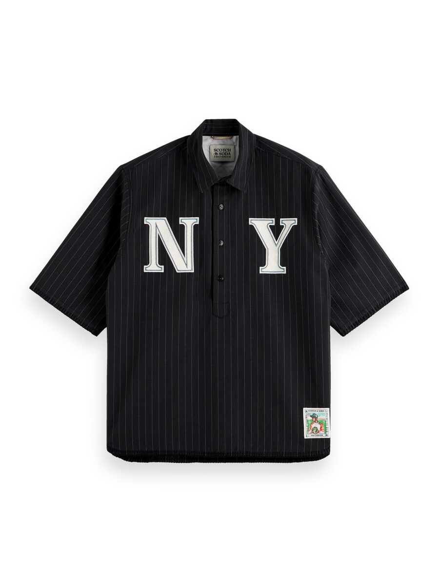 camicia da baseball su misura a righe sottili