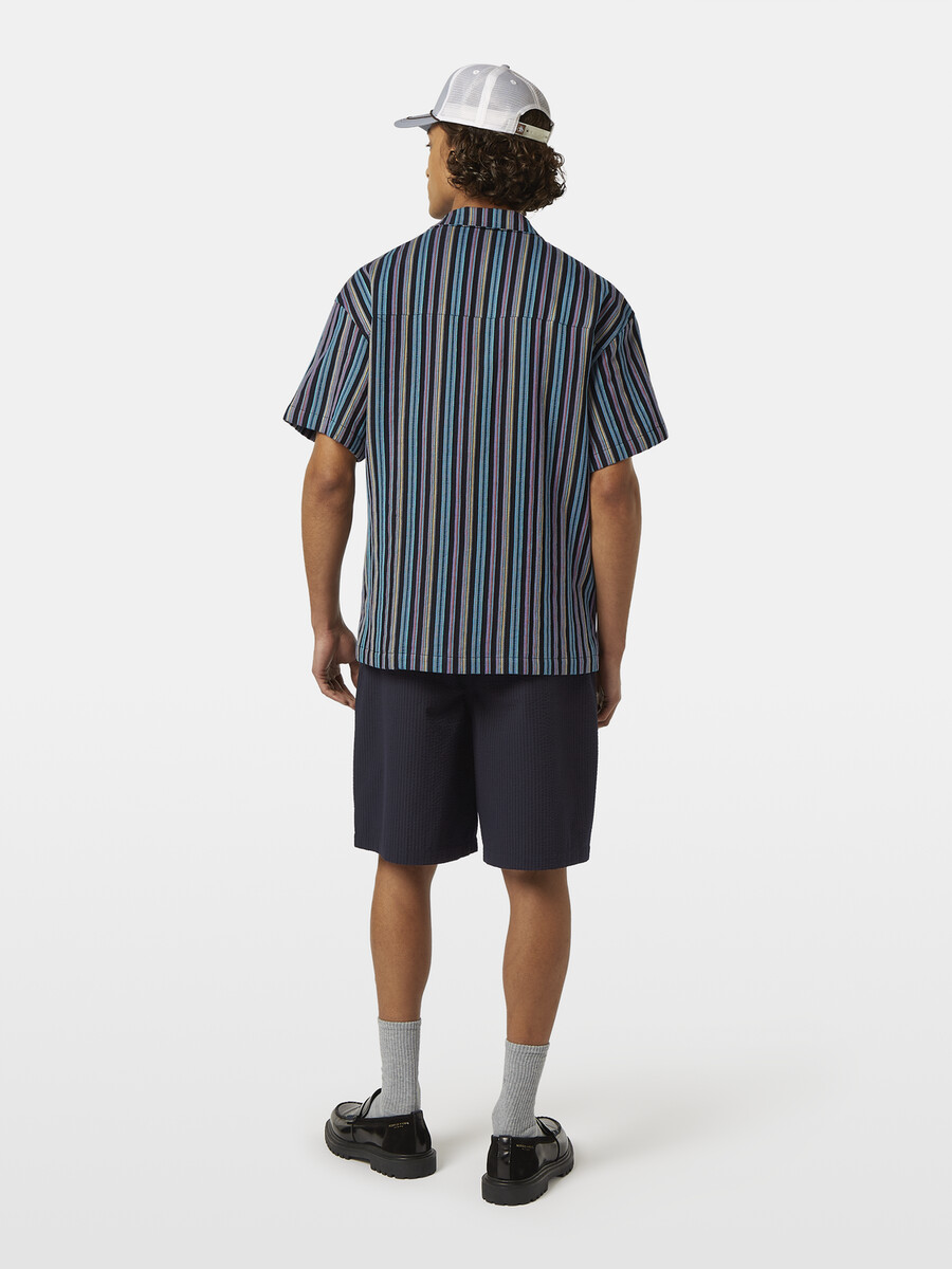 camicia jacquard a righe a maniche corte e vestibilità rilassata