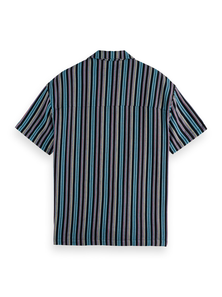 camicia jacquard a righe a maniche corte e vestibilità rilassata
