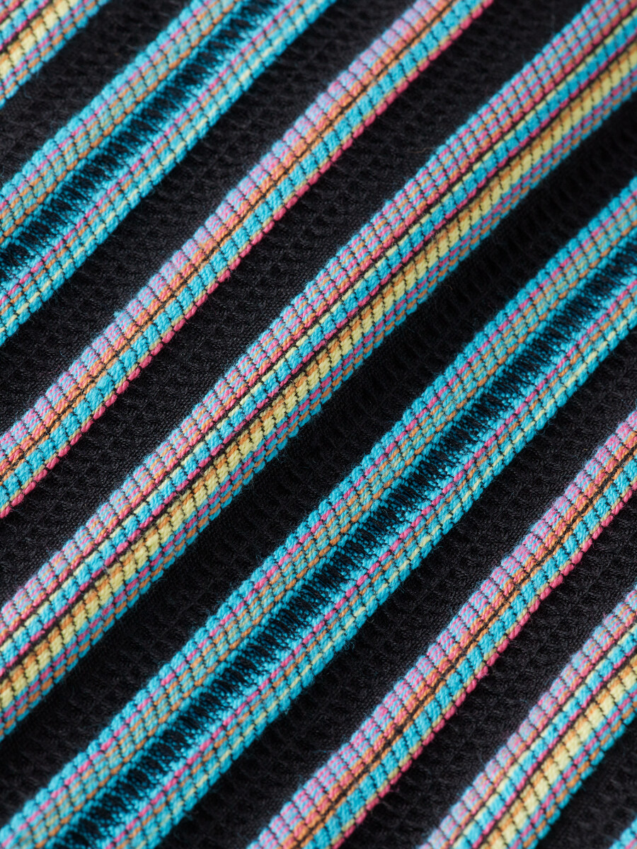 camicia jacquard a righe a maniche corte e vestibilità rilassata