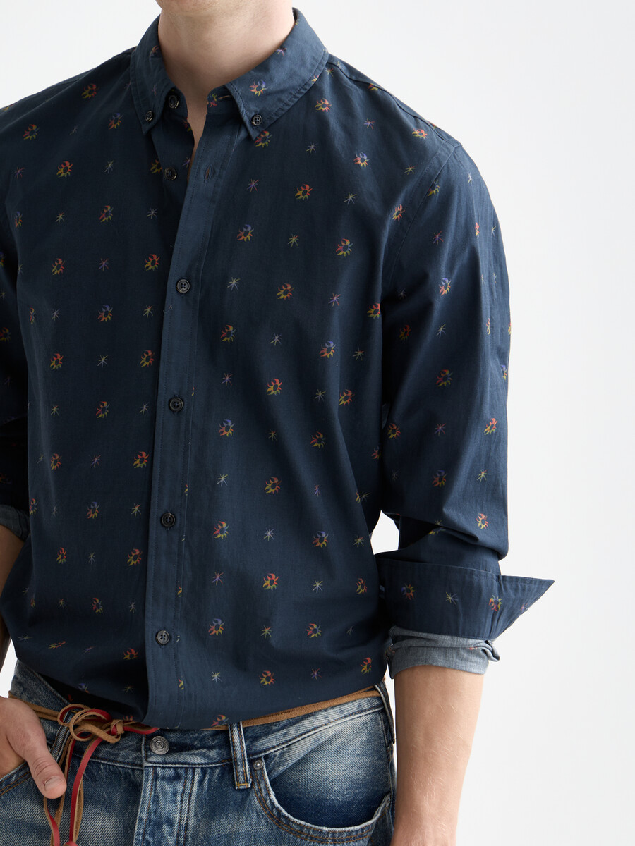 camicia slim fit in cotone stampato