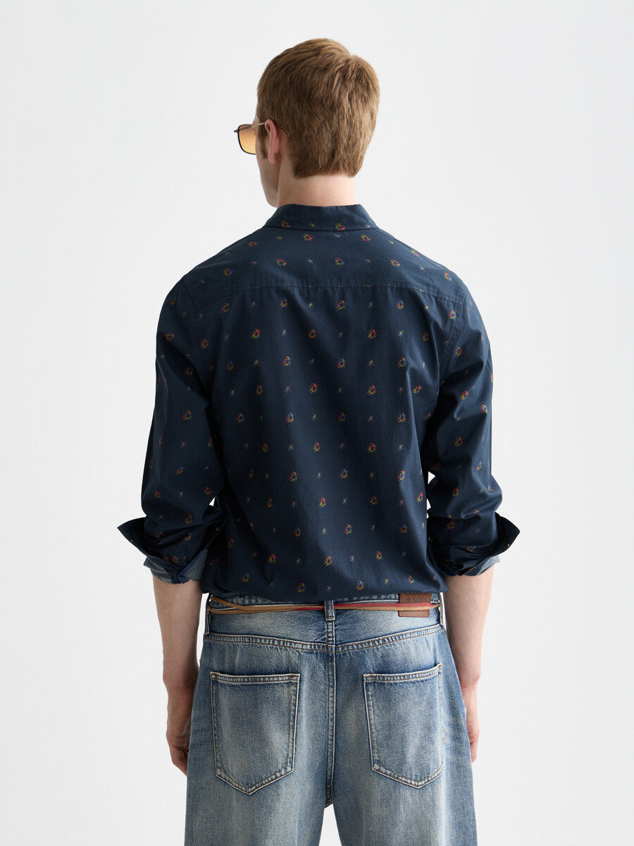 camicia slim fit in cotone stampato