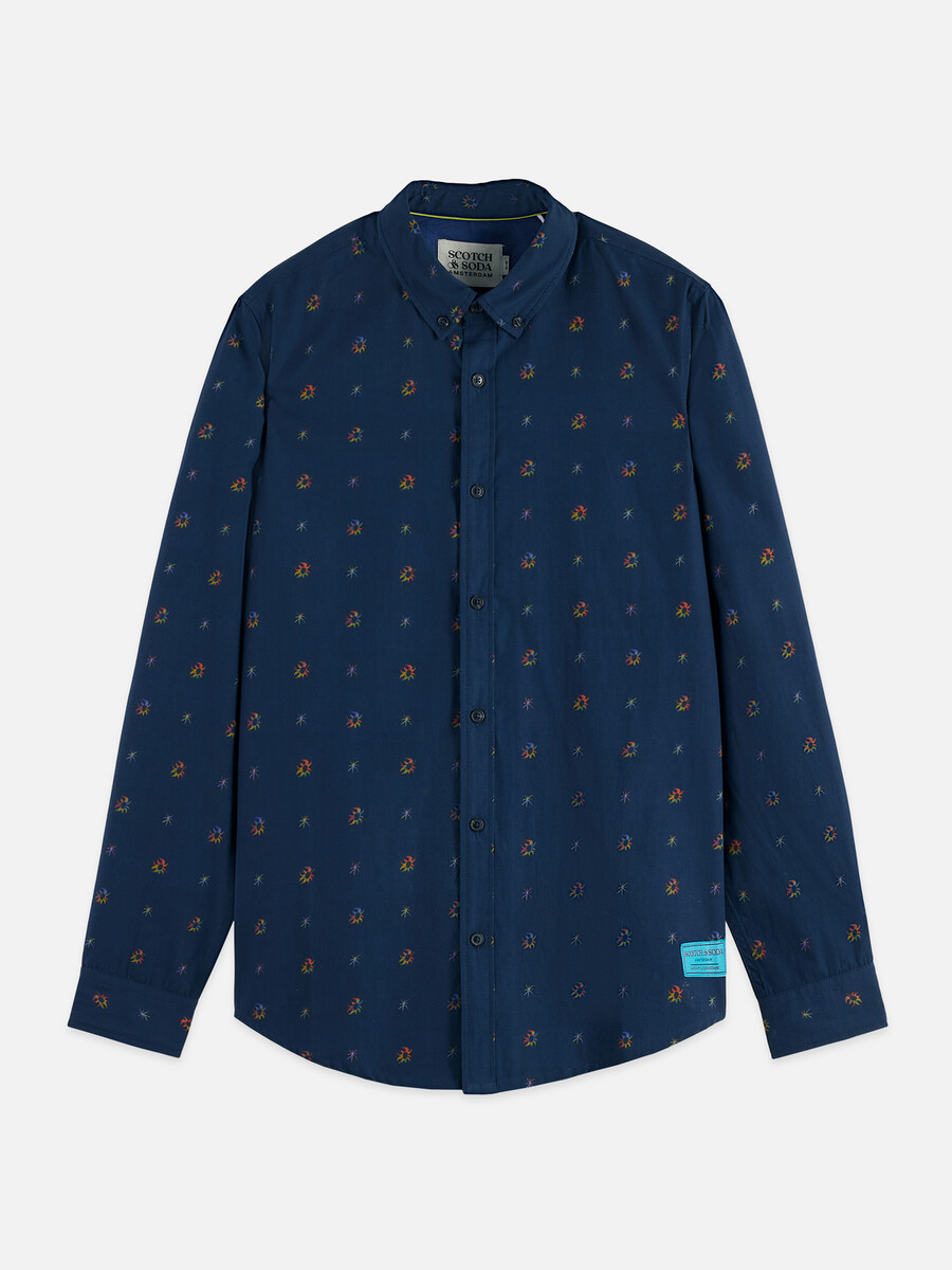 camicia slim fit in cotone stampato