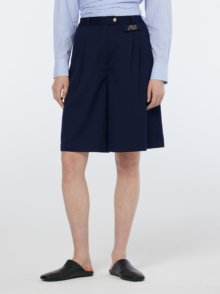 pantaloncini plissettati in twill di gabardine
