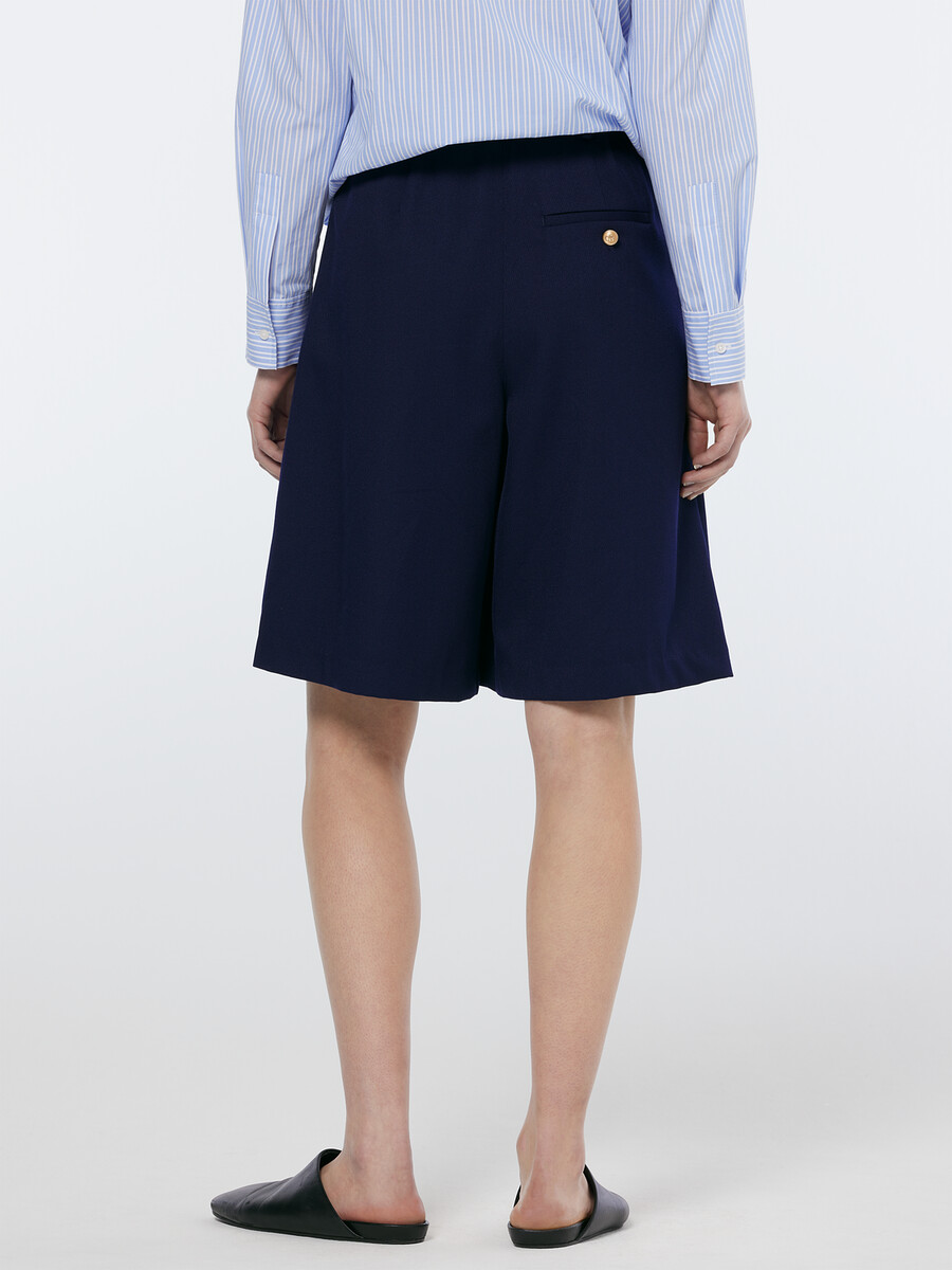 pantaloncini plissettati in twill di gabardine