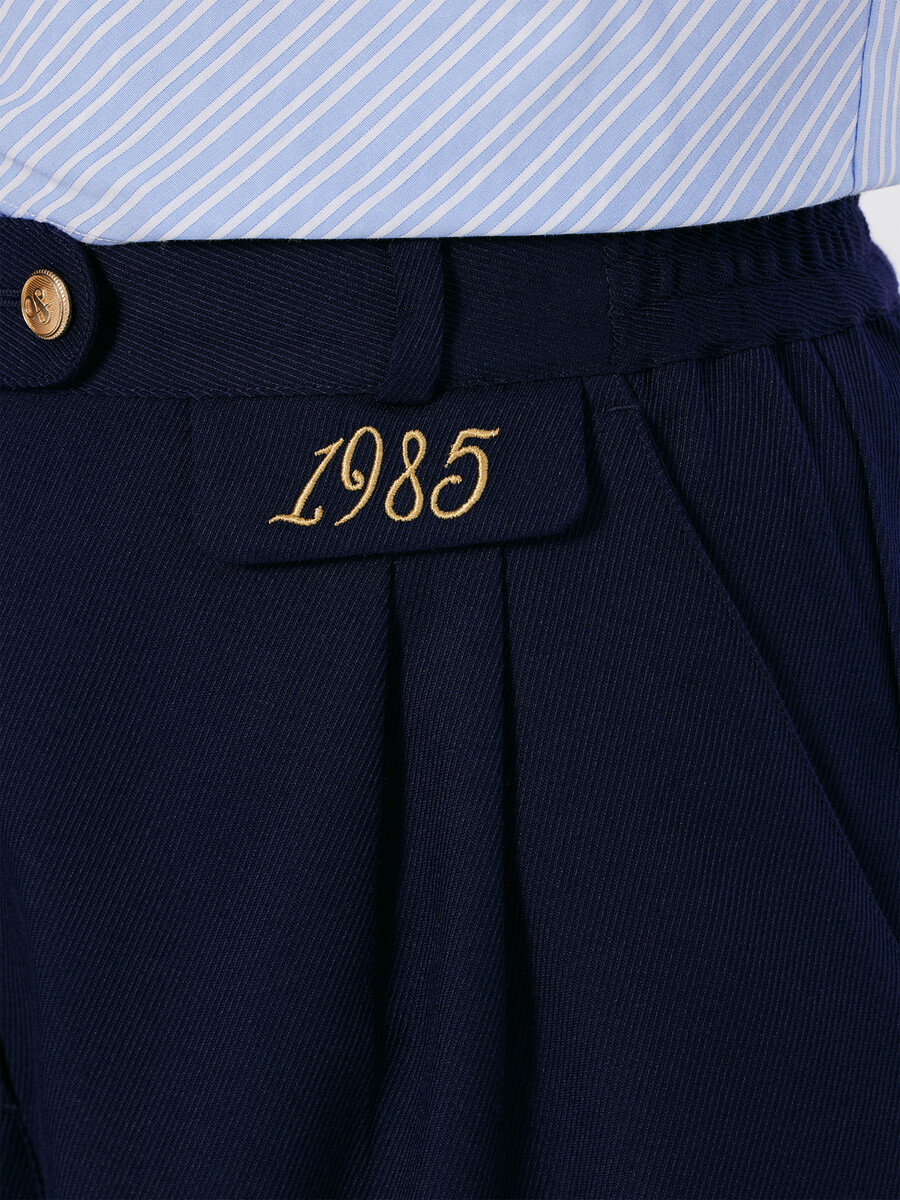 pantaloncini plissettati in twill di gabardine