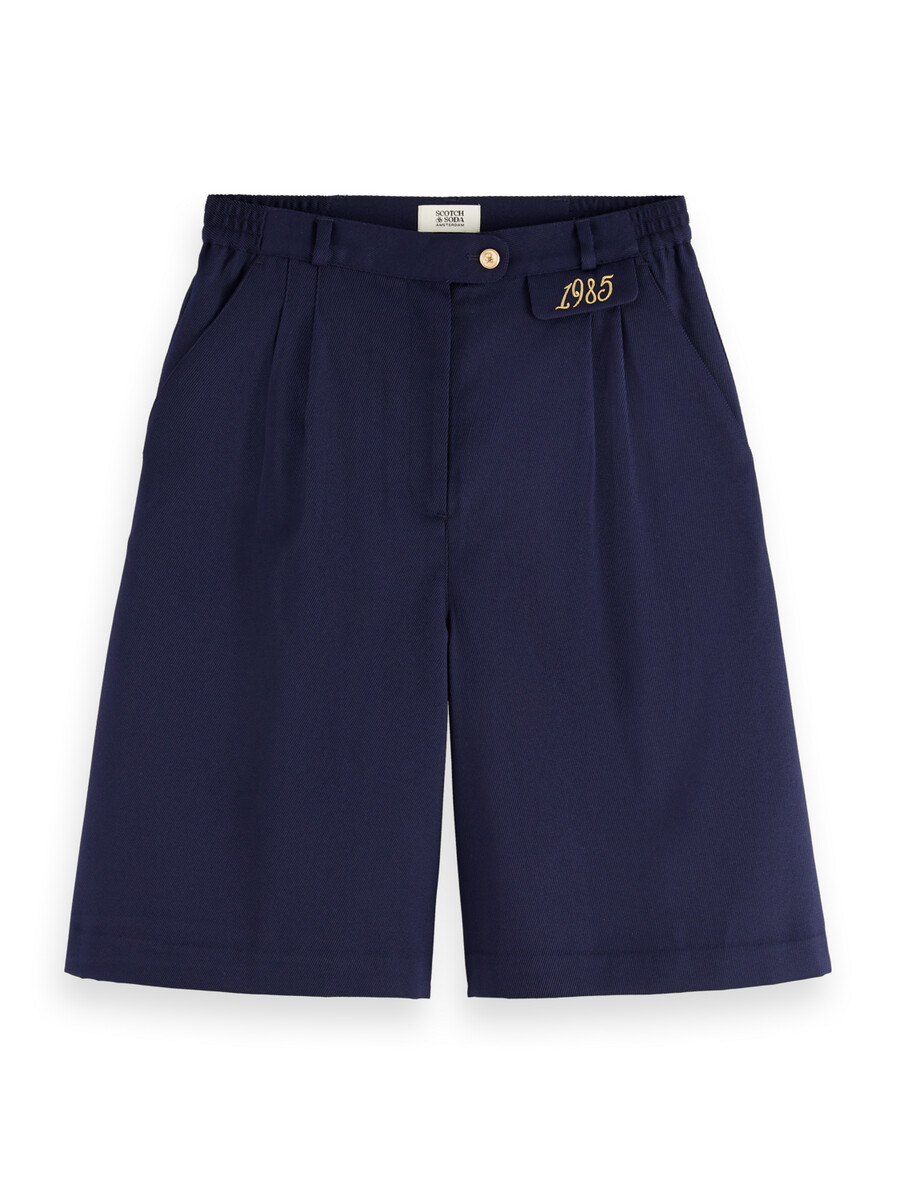 pantaloncini plissettati in twill di gabardine