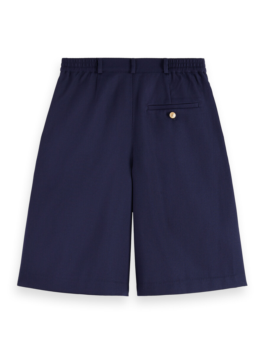pantaloncini plissettati in twill di gabardine
