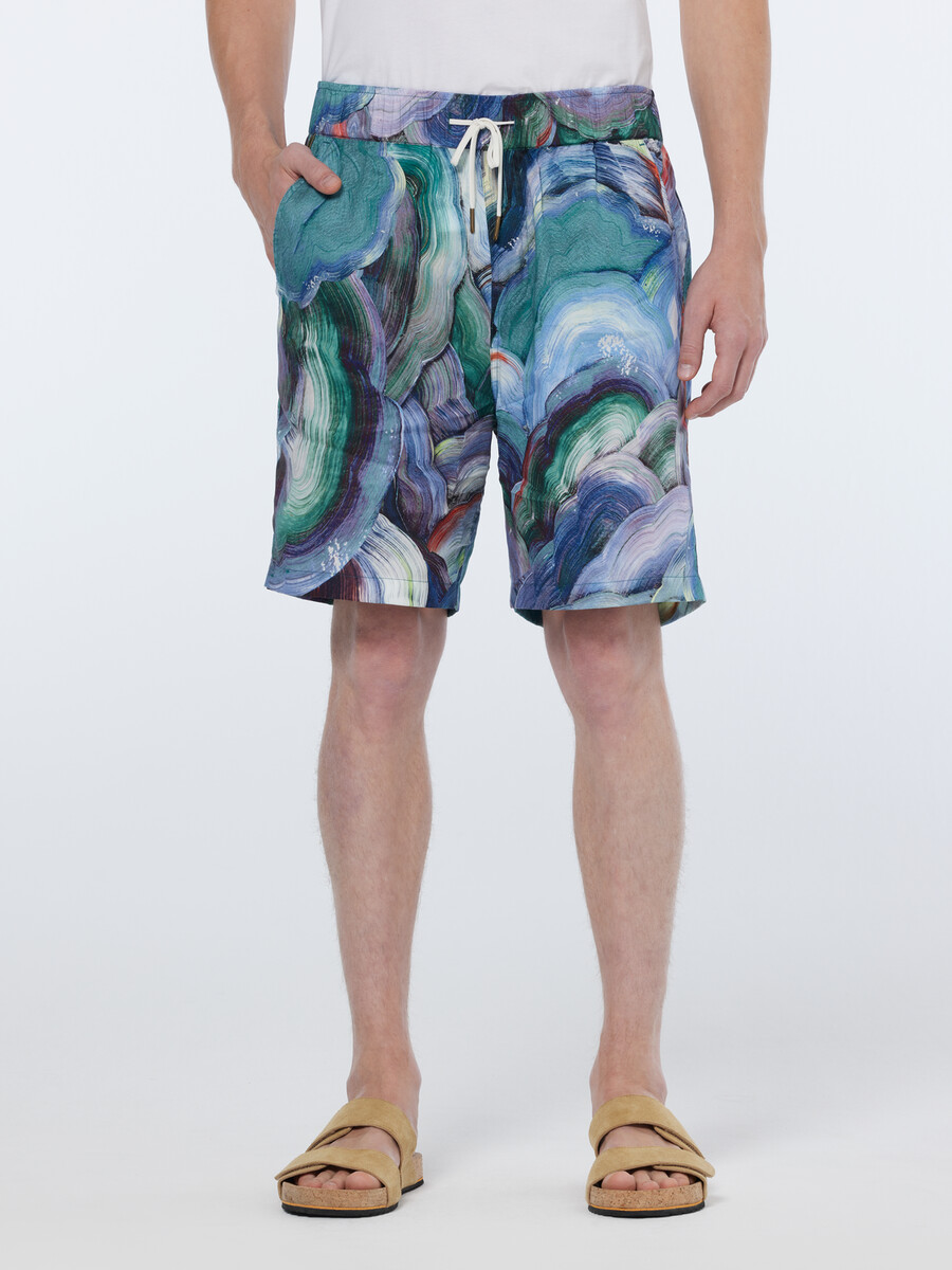bermuda short con stampa astratta fave vestibilità comoda