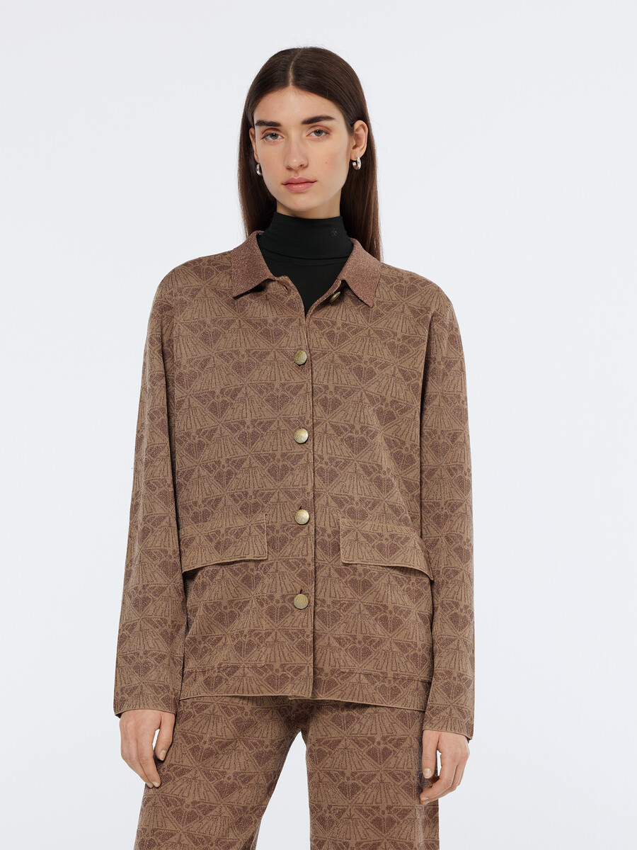 giacca in maglia jacquard con monogramma