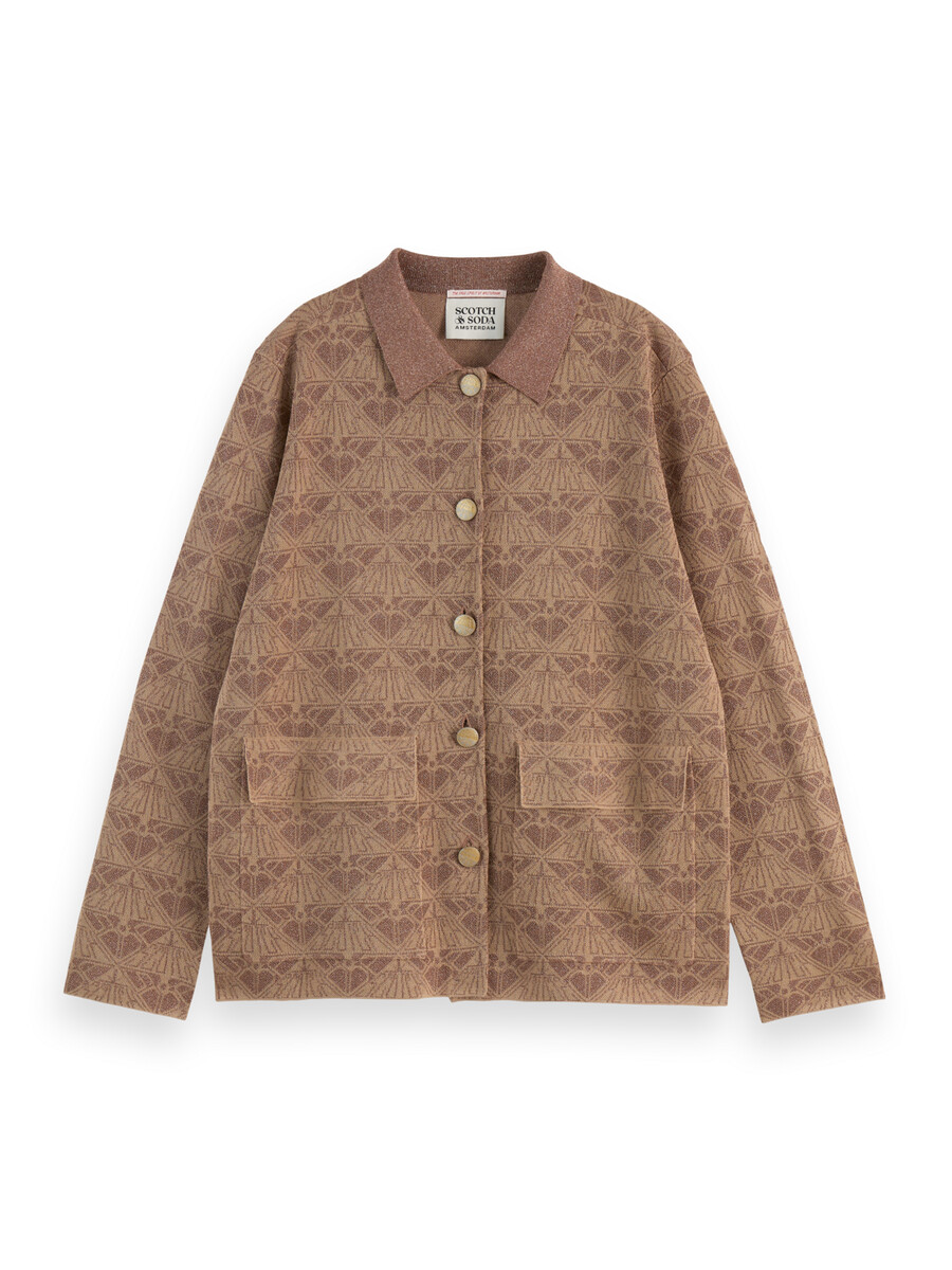 giacca in maglia jacquard con monogramma