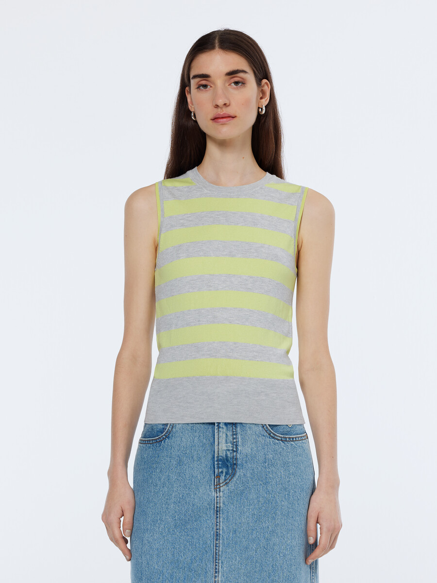 gilet in maglia rilassato con scollo rotondo a righe