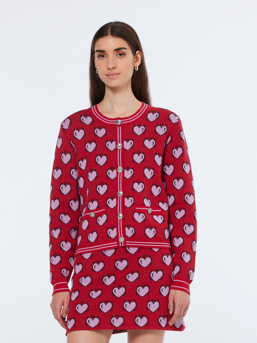 cardigan con stampa a cuore scotch soda x burton morris