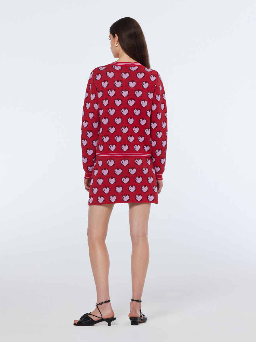 cardigan con stampa a cuore scotch soda x burton morris