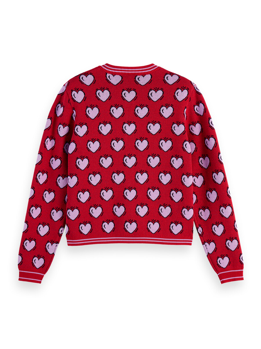 cardigan con stampa a cuore scotch soda x burton morris