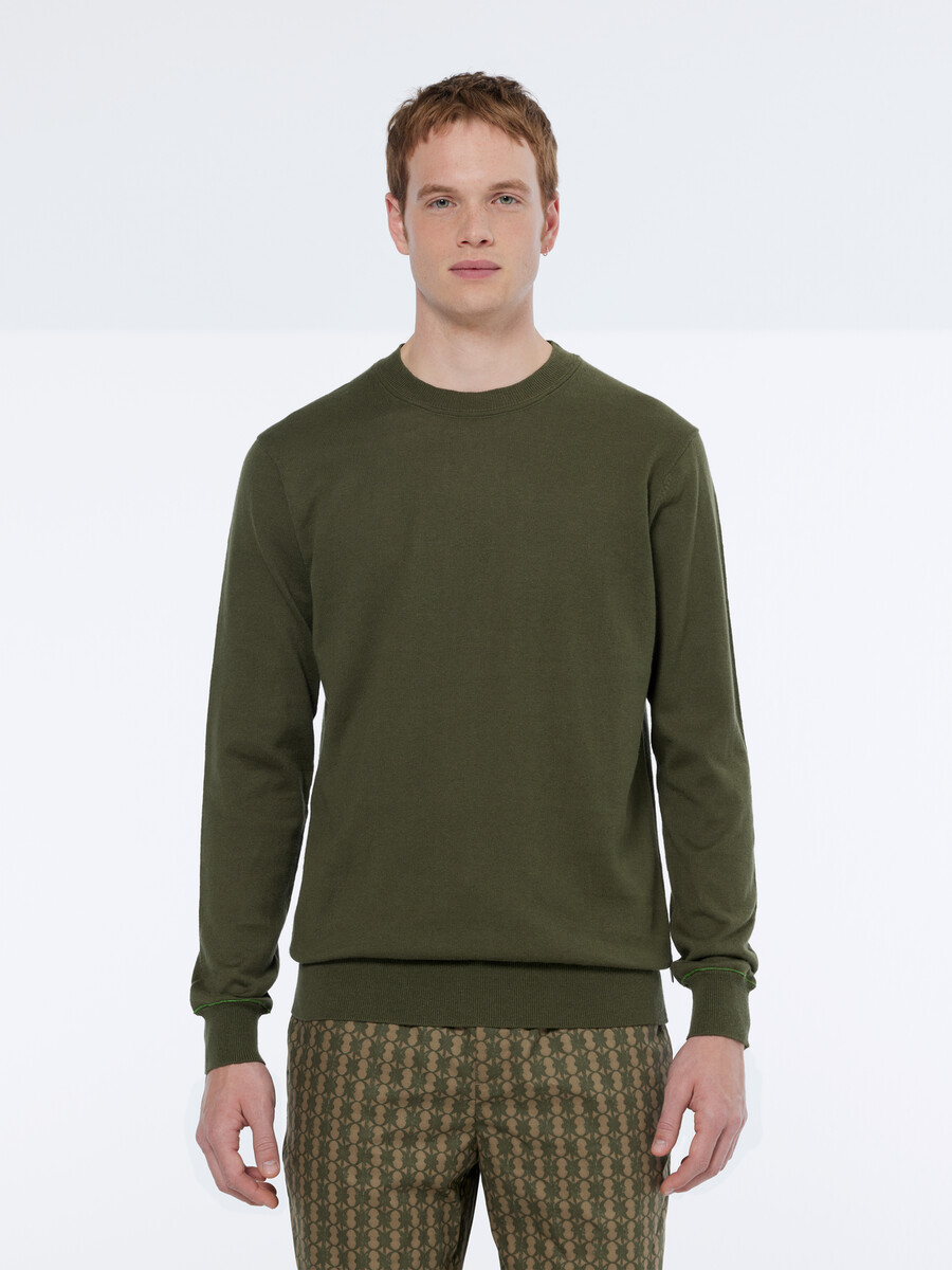 maglione girocollo regular fit in misto lino