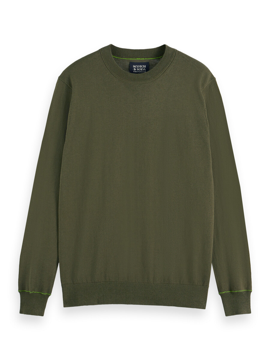 maglione girocollo regular fit in misto lino