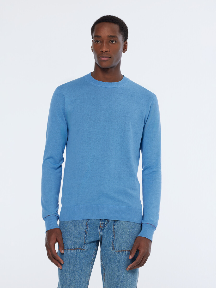 maglione girocollo regular fit in misto lino