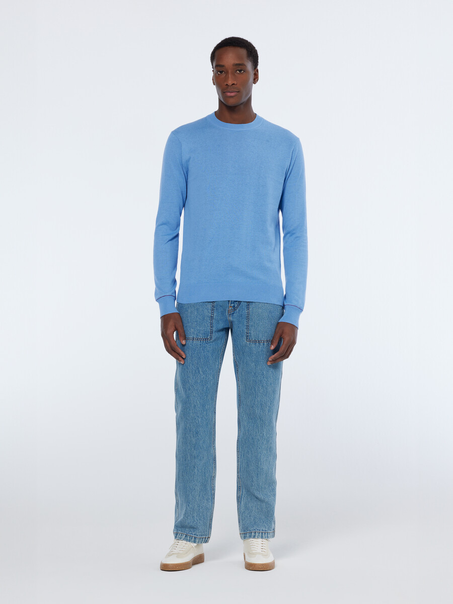 maglione girocollo regular fit in misto lino