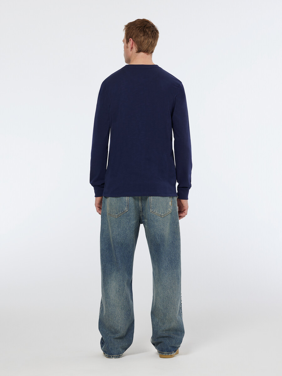 t-shirt a maniche lunghe slub henley vestibilità regolare