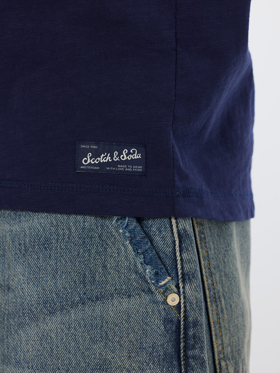 t-shirt a maniche lunghe slub henley vestibilità regolare