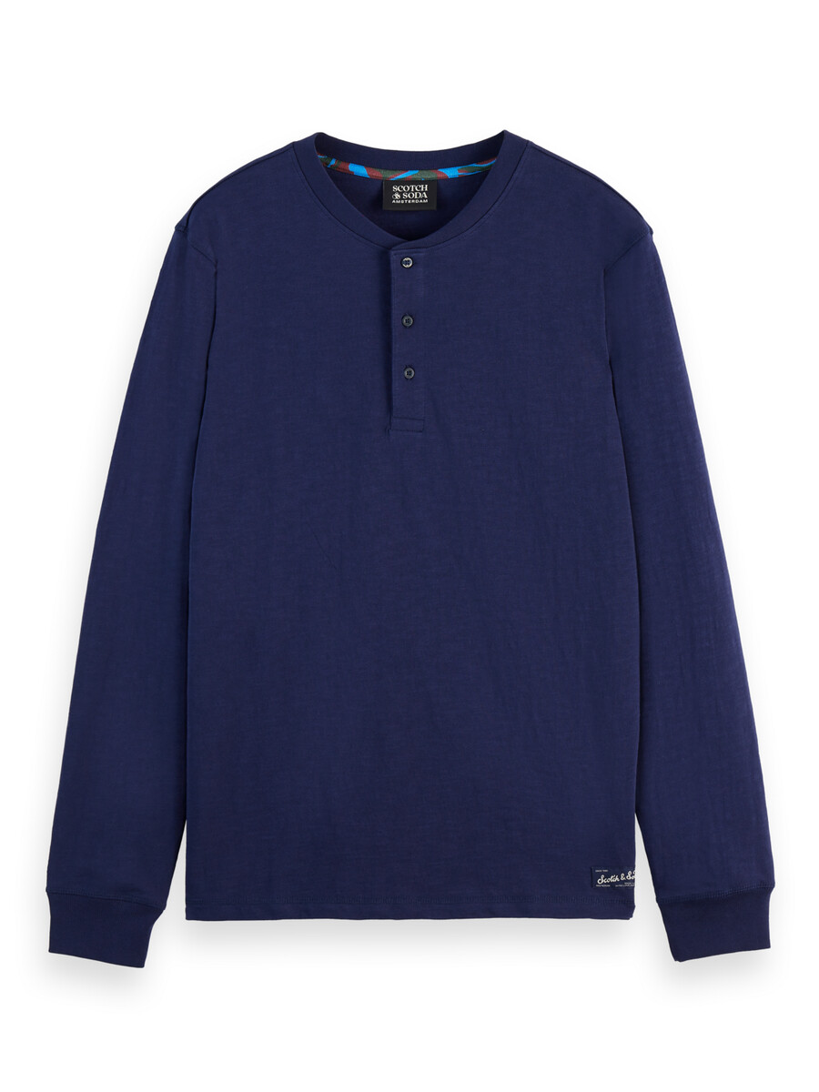t-shirt a maniche lunghe slub henley vestibilità regolare