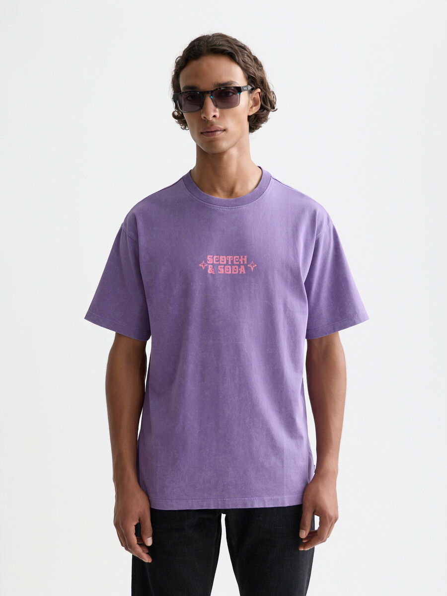 t-shirt rilassata con grafica frontale lavata a neve