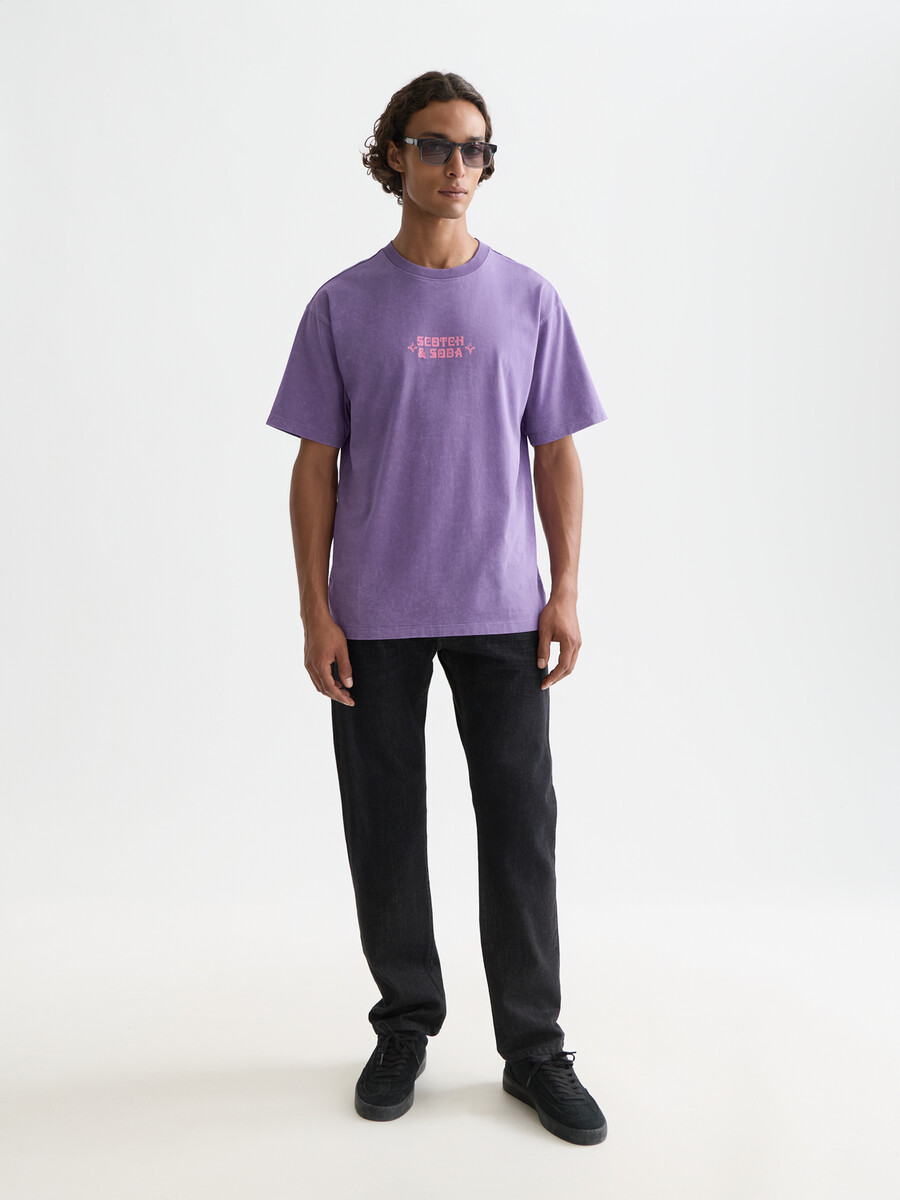 t-shirt rilassata con grafica frontale lavata a neve