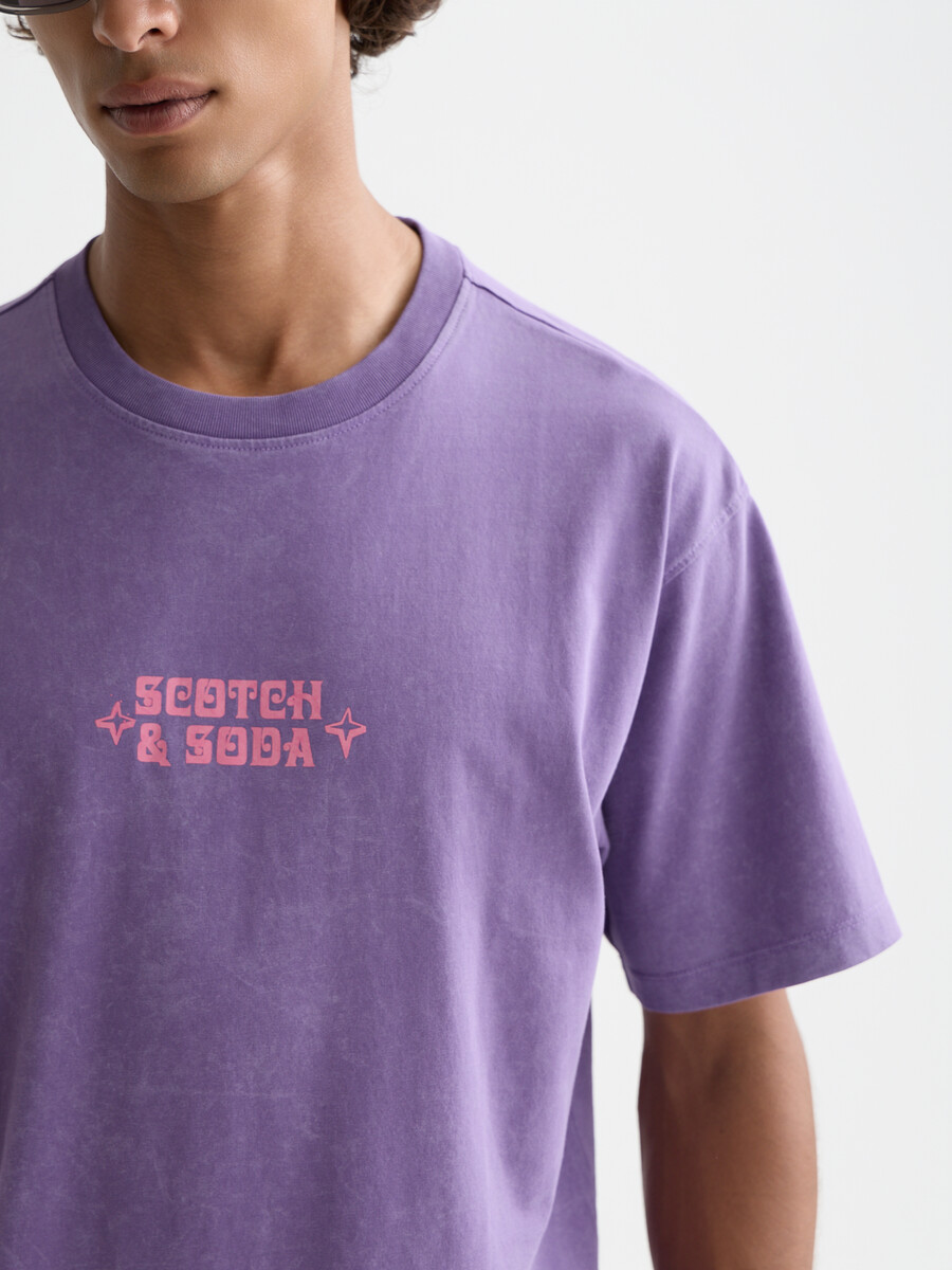t-shirt rilassata con grafica frontale lavata a neve