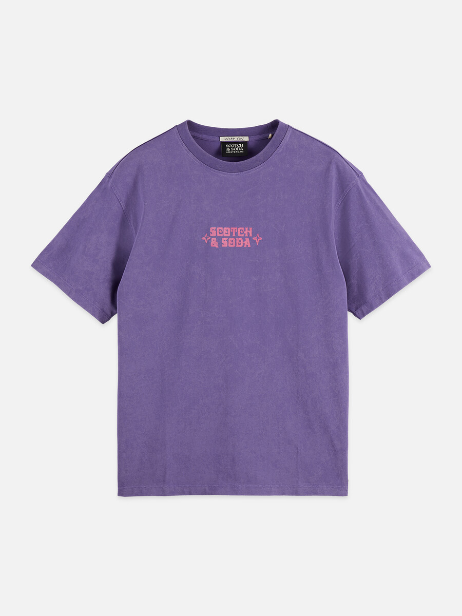 t-shirt rilassata con grafica frontale lavata a neve