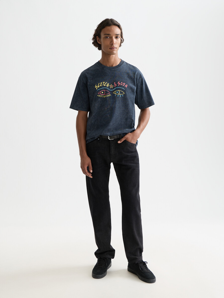 t-shirt rilassata con grafica frontale lavata a neve