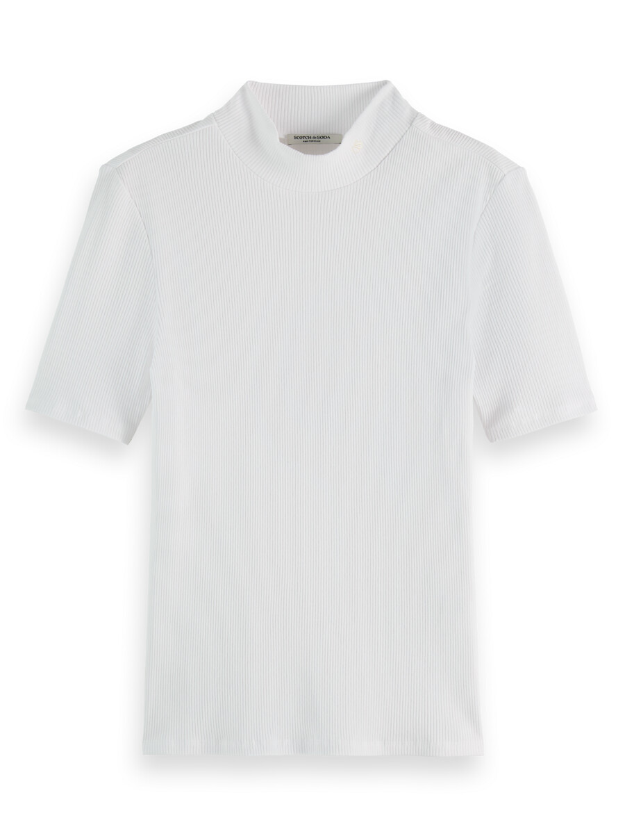essentials — t-shirt a coste con collo alto