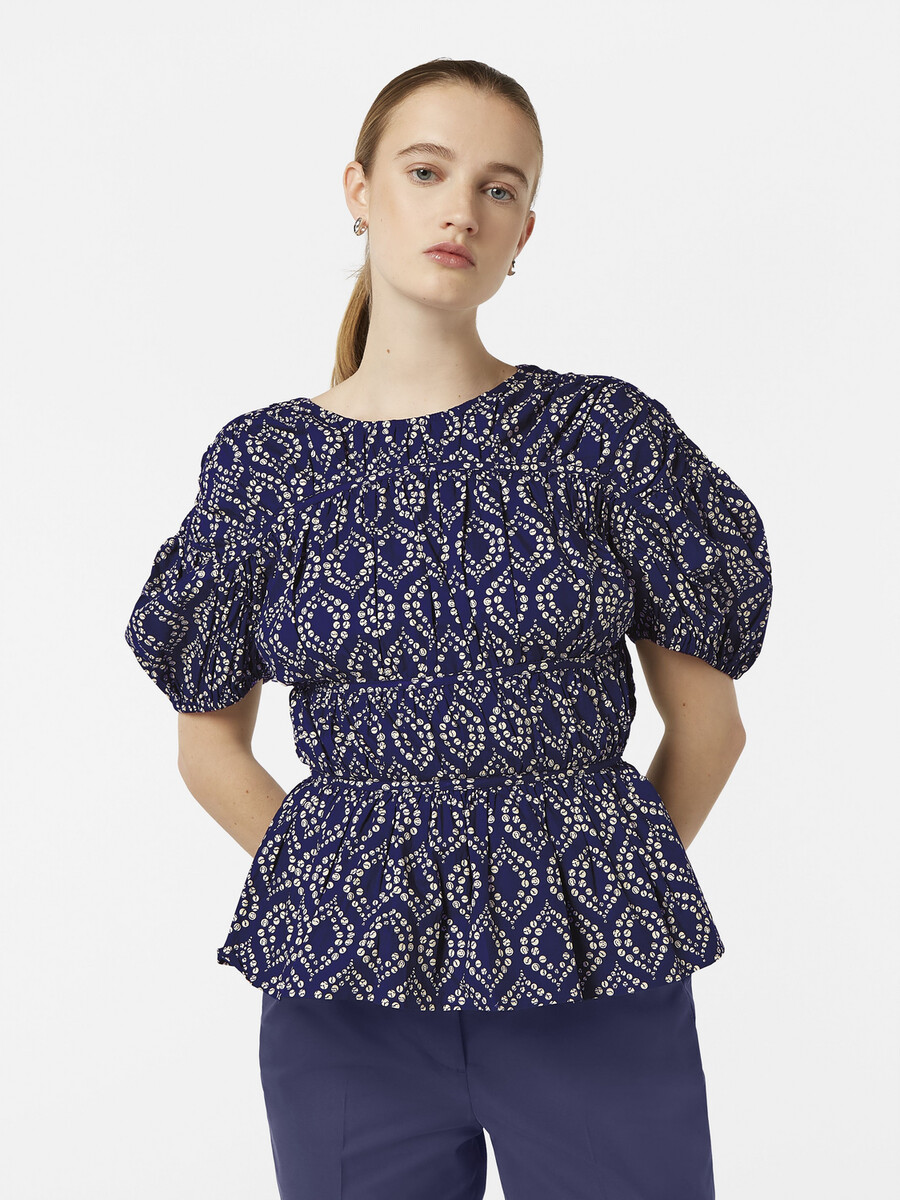 top in cotone arricciato geometrico