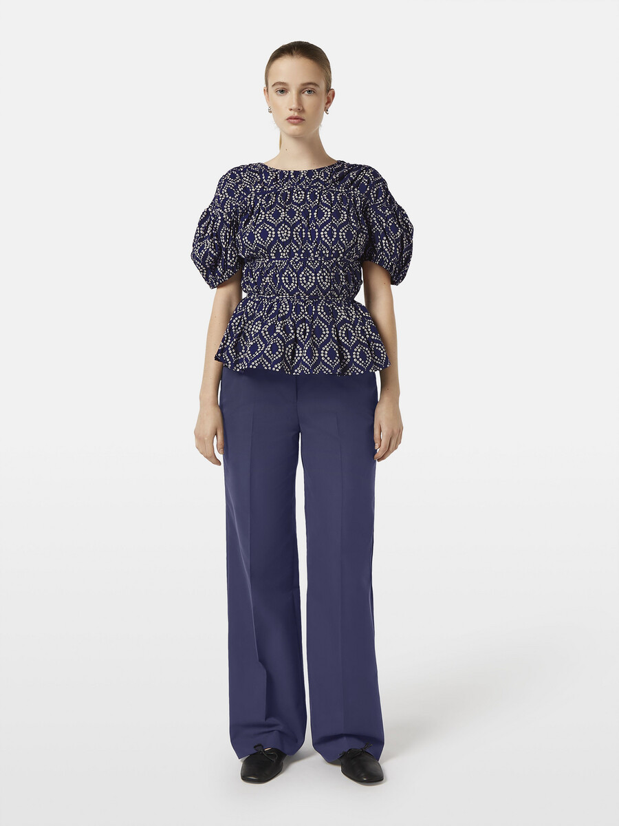 top in cotone arricciato geometrico