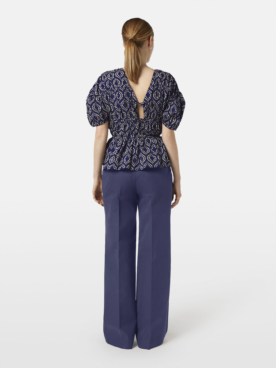 top in cotone arricciato geometrico