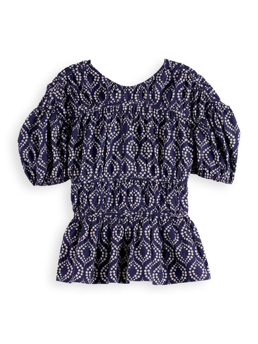 top in cotone arricciato geometrico