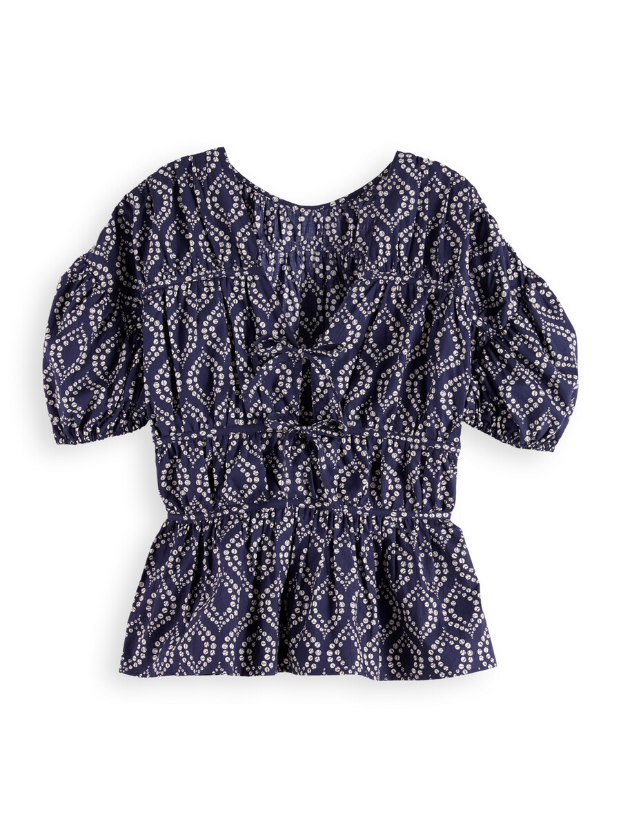 top in cotone arricciato geometrico