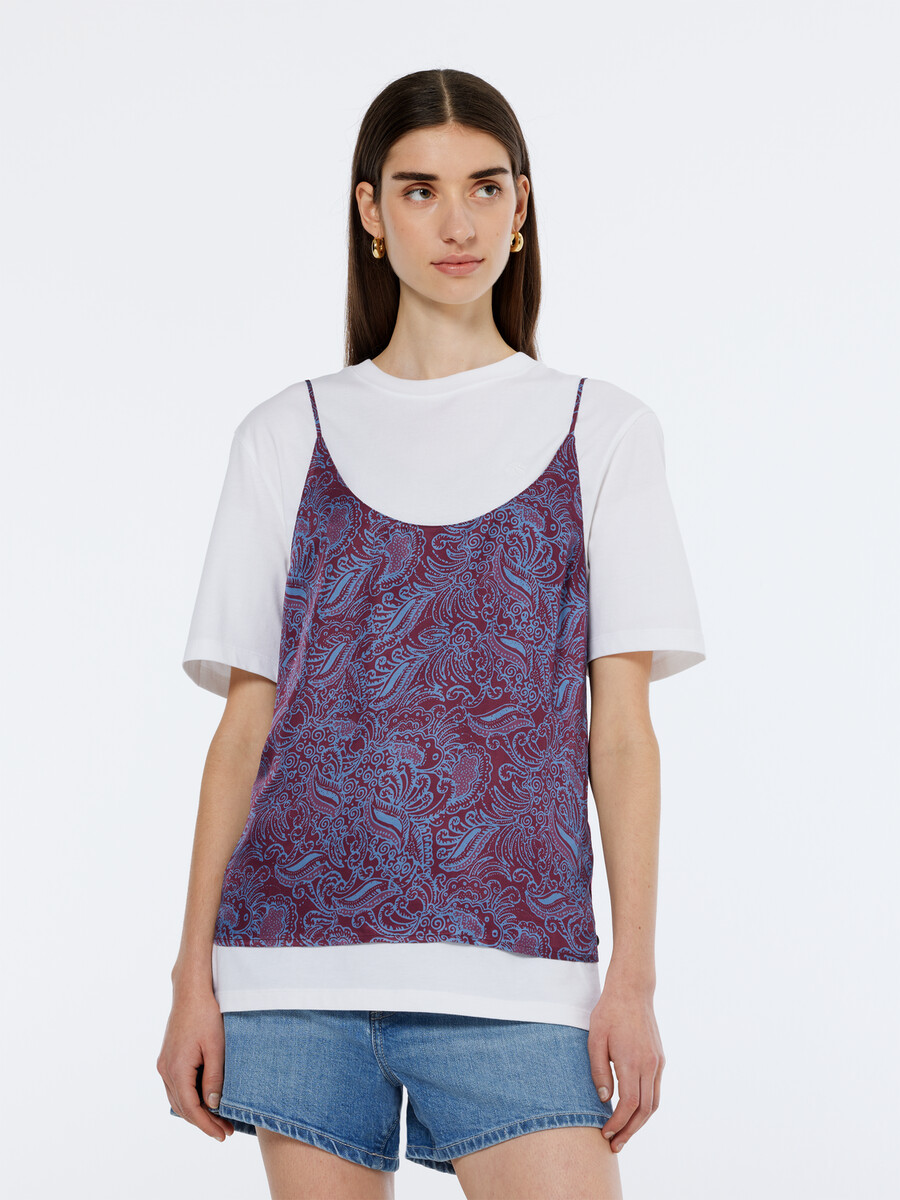 canotta in jersey con motivo paisley